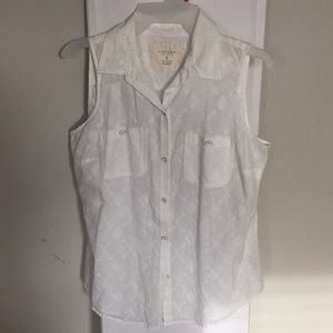 White sleeveless top